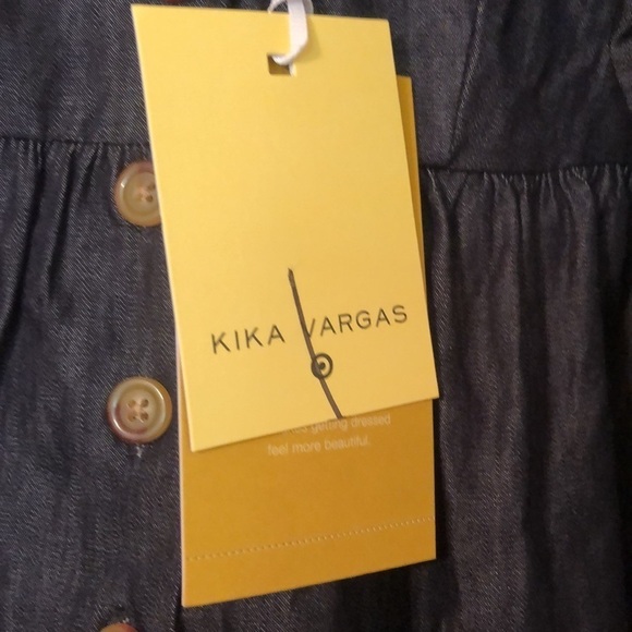 Kika Vargas Blue/Black Blouse with Scalloped Neck Size Various NWT - Picture 9 of 10